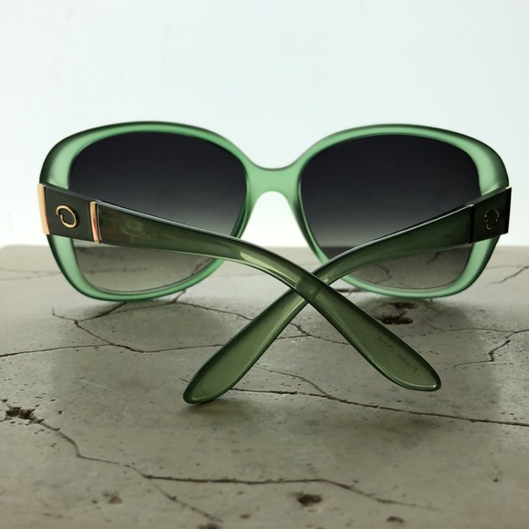 Oscar DeLa Renta Big Round Green Frame Thick Arm With Gold Emblem Green Tint - Picture 4 of 7